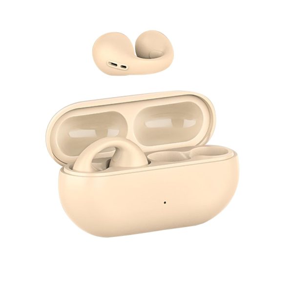 Maxbell Ear Clip Wireless Earphones Low Latency Noise Reduction for Running Sports Beige Sale