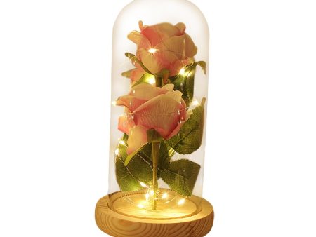 Maxbell Artificial Rose Flower with Glass Cover for Tabletop Dining Room Decoration on Sale